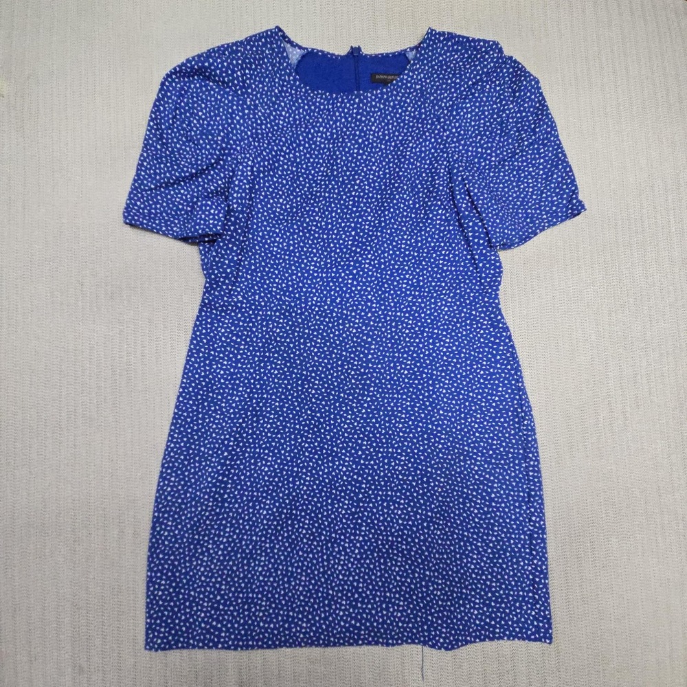 Banana Republic Dress Womens 14 Blue Floral Puff Sleeve Sheath Lined Workwear